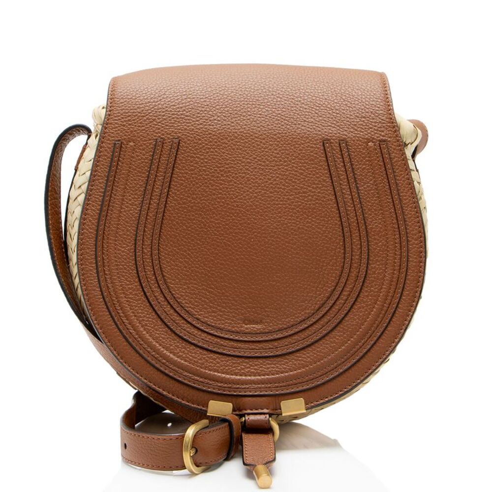 Chloe Calfskin Raffia Marcie Medium Crossbody